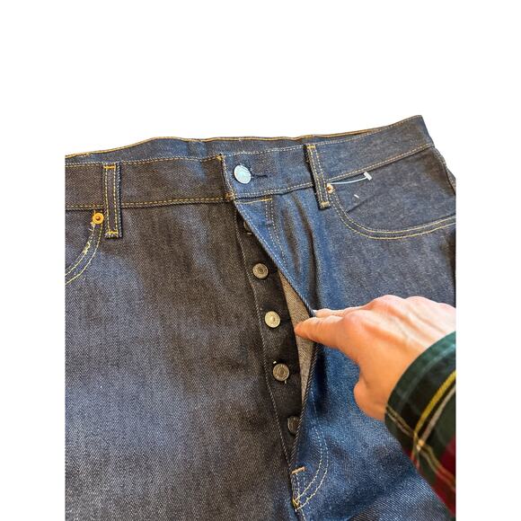 Levis 501 Jeans Mens Size 40x38 Blue Original Shrink to Fit Button Fly Raw Denim - Picture 3 of 12